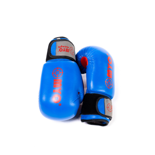 MYO Strength Leather Boxing Gloves – Blue/Red