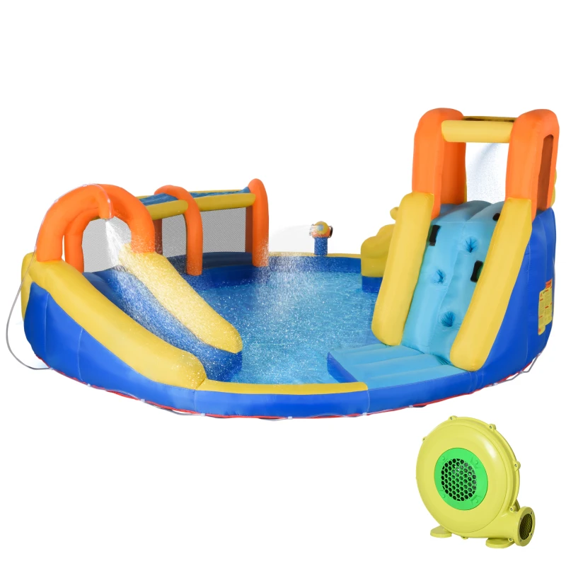 Outsunny 6 in 1 Kids Bouncy Castle Large Inflatable House Slide Water Pool