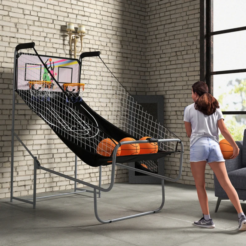 Foldable Double Shot Basketball Arcade Game with 8 Modes