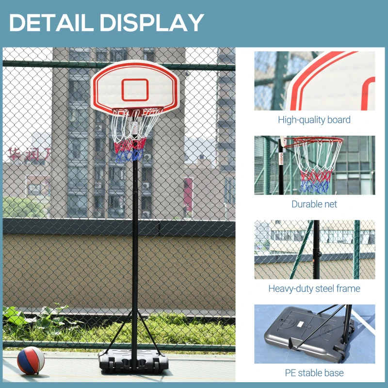 HOMCOM Portable Basketball Stand 175-215cm Adjustable Height