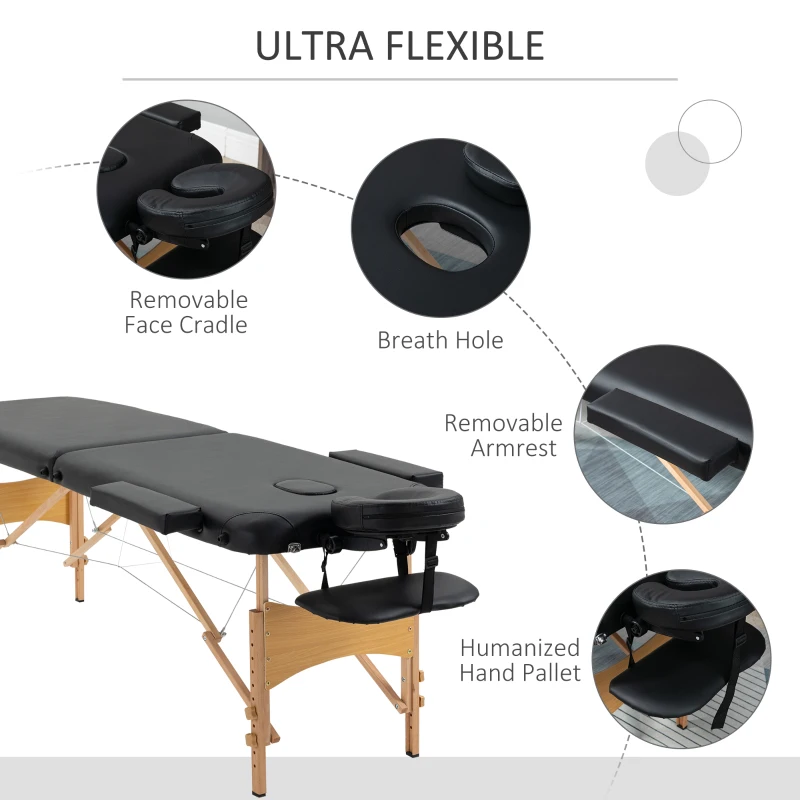 Black Portable Massage Beauty Bed